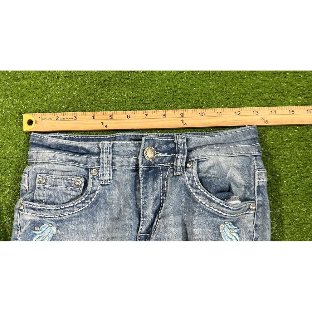 Sky Premium Collection Jeans SZ 5/6 Heart Wings Pocket Embroidered Y2K Vtg Flare - Picture 8 of 10